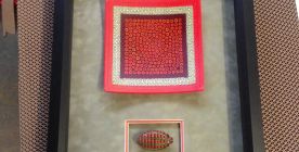 Ercole Moretti Murano glass from Italy. Framed in a shadow box and museum Suede mat